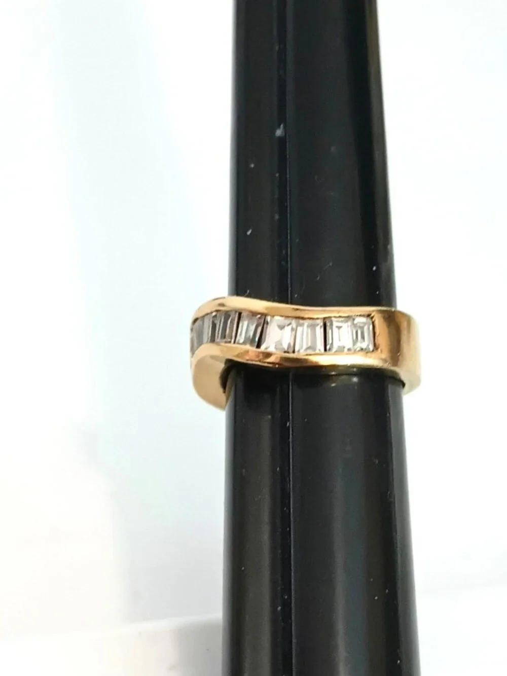 925 Tapered CZ Baguette Band 6 Curved Sterling Silver Ring